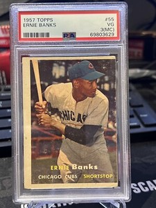 1957 Topps Ernie Banks #55 PSA 3 (MC) VG Chicago Cubs HOF