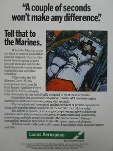 8/1981 PUB LUCAS AEROSPACE AV-8A US MARINE CORPS JFS APU SYSTEM ORIGINAL AD - Imagen 1 de 1