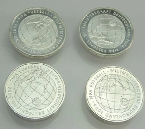 4 x 10 Euro Silbermünze FIFA Fußball-Weltmeisterschaft Deutschland 2006 - Bild 1 von 2