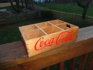 COCA COLA MINI WOOD CRATE WOOD HOLDS 6 COKES - Picture 1 of 10