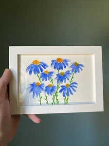 Gänseblümchen, Blumen, abstrakt, 4/6, Originalgemälde auf Papier, gerahmt - Bild 1 von 8