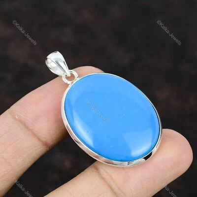Natural Sleeping Beauty Turquoise Gemstone Pendant 925 Sterling Silver Jewelry - Image 1 of 4