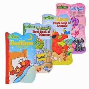 Sesame Street Shaped Board Books First Animals Rhymes Manners Elmo & Friends - Picture 1 of 16