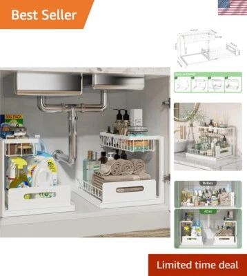 Organizador de gabinete extraíble compacto de 2 niveles - Ideal para almacenamiento de cocina y baño Foto 1 de 4