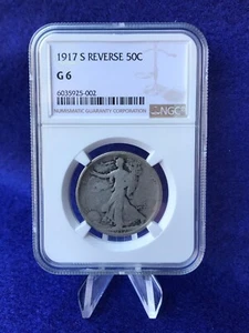 1917-S REVERSE MINT MARK WALKING LIBERTY HALF DOLLAR 50c *NGC G6 GOOD* - Picture 1 of 4