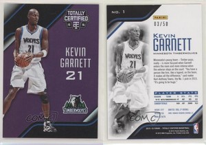 2015-16 Panini Totally Certified Mirror Purple /50 Kevin Garnett #1 HOF