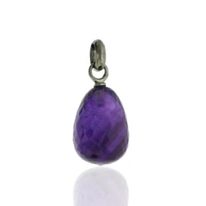 Colgante con dije oxidado amatista corte briolette plata de ley 925 - Imagen 1 de 4