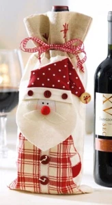 Flaschendekoration Weihnachten mit Weihnachtsmann Flaschenbeutel rot # - Bild 1 von 1