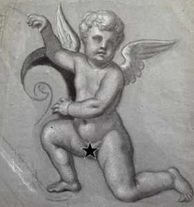 Original Original Antique Pencil 18th century Drawing Nude Angel - Picture 1 of 8