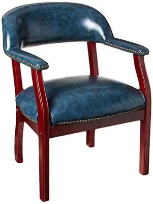 Boss Products Ivy Leauge Vinyl Executive Catains Chair in Blue - Image 1 of 3