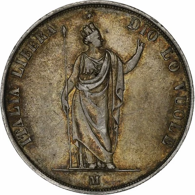 [#1120949] ITALIAN STATES, LOMBARDY-VENETIA, 5 Lire, 1848, Milan, Silver, EF - Image 1 of 2