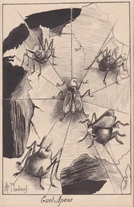 Francia mapa carta propaganda arañas caricatura diseño dibujo A. Thubeuf 1875 - Imagen 1 de 1