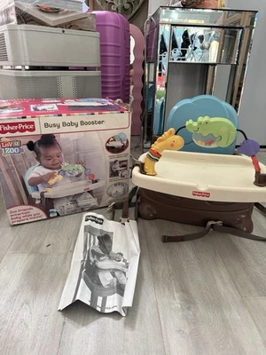 DE COLECCIÓN RARO FISHER PRICE OCUPADO ASIENTO ELEVADOR BEBÉ Y2K caja de juguetes bandeja marrón Foto 1 de 4