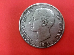 SPAIN 1875  ALFONSO XII  5 Pesetas - Picture 1 of 3