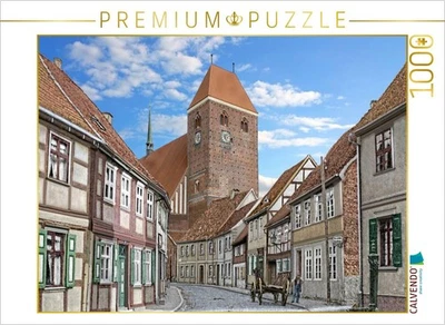 CALVENDO Puzzle Werben (Elbe) – Fabianstraße mit Kirche Sankt Johannis um 1910 |