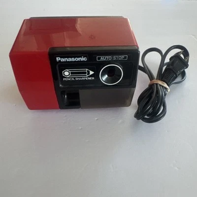 Panasonic Electric Pencil Sharpener Model KP-123 Red Auto Stop Vintage Japan - Image 1 of 4