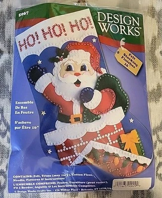 NEW Design Works Christmas Felt Stocking Kit Santa on the Rooftop Kit 5067 NEW - Image 1 of 3