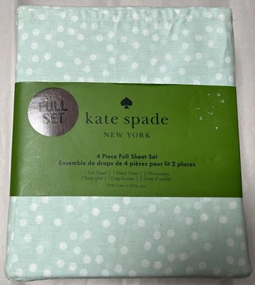 НОВЫЙ НЕРАСПАКОВАННЫЙ ПРАЗДНИЧНЫЙ НАБОР ПРОСТЫНЕЙ KATE SPADE ПОРОШОК СИНИЙ 100% ХЛОПОК - Изображение 1 из 2