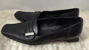 pre-loved CHANEL size 35.5 black calfskin square toe slip on LOAFERS - Picture 1 of 7