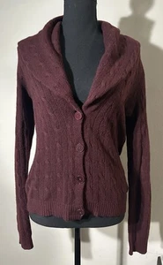 Vtg Ralph Lauren Collection Womens Cable Knit Sweater Shawl Neck 100% Cashmere M - Picture 1 of 8