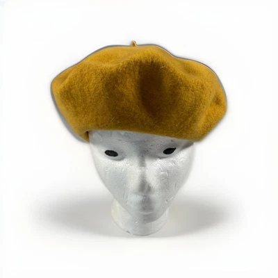 Beret Banash of Boston French Hat Yellow Cap  100% Wool Made in Hong Kong - Image 1 of 4