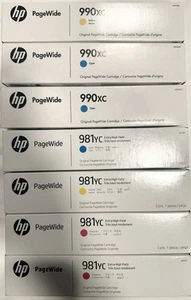 7 GENUINE HP 3-990XC 4-981YC XTRA YLD INK PageWide - Zdjęcie 1 z 1