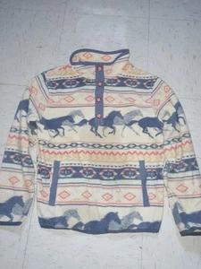 Cruel Girls Western Wild Horses Snap-T Fleece Pullover Sweater Medium (8) - Picture 1 of 3
