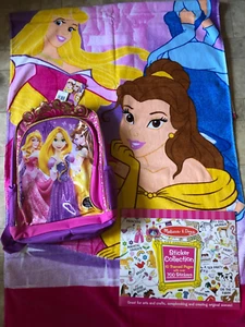 NEW PRINCESS BACKPACK W/FLASHING LIGHTS BEACH TOWEL (30"x60") & STICKER BOOK - Picture 1 of 8