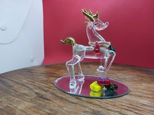 Vintage Blown Glass reindeer with gold accents 4.5 tall Christmas - Picture 1 of 3