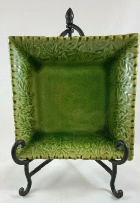 Винтажный/антикварный квадратный зеленый листовой поднос/тарелка - Изображение 1 из 4