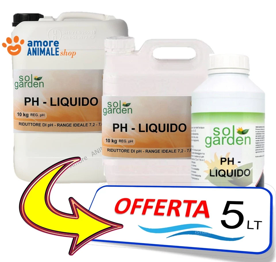 FLUIDRA / SOLGARDEN SolGarden PH - MENO Liquido → 1 / 5 / 25 Lt - Correttore per Acqua Piscina