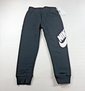 Nike Club Fleece Boys Sz 6 Black Joggers Swoosh Logo 5-6 Yrs Youth Sports Active - Picture 1 of 10