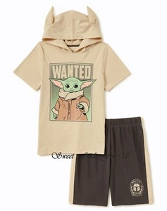 NWT Baby Yoda Boys Hoodie T Shirt Shorts Set Star Wars The Mandalorian Pant Girl - Picture 1 of 4