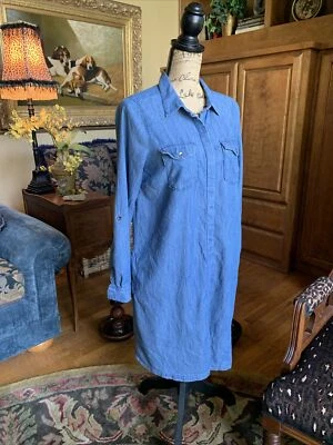 Motherhood Maternity Denim Chambray Shirt Dress Pockets Collared M 38” 36” - Image 1 of 4