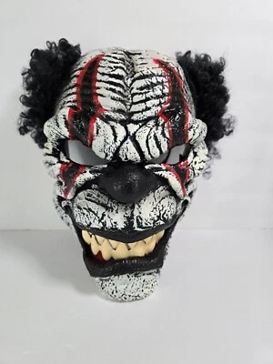 California costume Last Laugh Scary Clown Mask Halloween Adult  devil hair teeth - Image 1 of 4