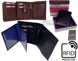 Mala RFID Quality Leather Note Case Wallet Trifold Coin Credit Card ID Photo Zip - Picture 1 of 17