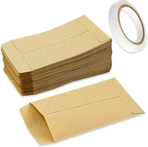 100 Pcs Small Brown Envelopes, Kraft Paper Seed Envelopes for Storing Small 6 x - Picture 1 of 1