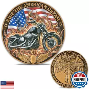 American Motorcycle Culture Commemorative Coin, 1.58in Collectible Coin with - Picture 1 of 5