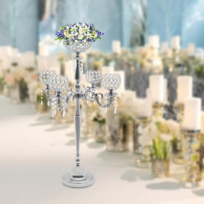 89 см стол канделябр Votive свечи Stick держатель 5 руки стекла кристалл центральный элемент - Изображение 1 из 4