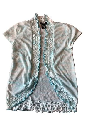 Свитер болеро укороченный синий для девочек Blush & Bloom размер L Large 14 хорошее состояние б/у открытый передний - Изображение 1 из 4