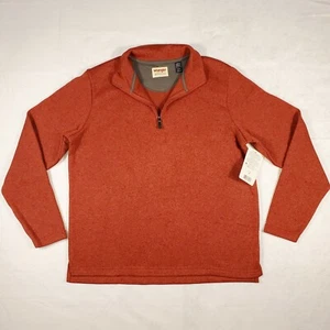 Suéter para hombre Wrangler Authentics polar cuarto cremallera talla M mediano naranja/rojo - Imagen 1 de 8