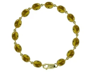 9ct Oro Amarillo Natural Citrino 21.00ct Ovalado Gema Tenis Brazalete Británico - Imagen 1 de 5