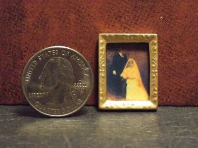 Casa de muñecas miniatura marco dorado con foto escala 1:12 B287 Dollys Gallery Foto 1 de 3