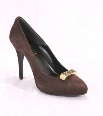 LORIBLU 9026 棕色麂皮绒鞋跟装饰配件高跟鞋 36/美国 6 — 第 1/4 张图片