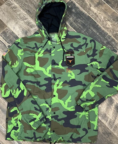 Nike UT Texas Longhorns Salute to Service Camo Snap Button Hooded Jacket XL Cover
