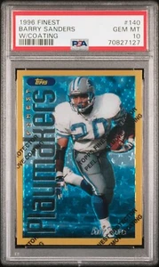 BARRY SANDERS * GOLD* 1996 Finest with Coating GEM MINT PSA 10 LOW **POP 9** - Picture 1 of 2
