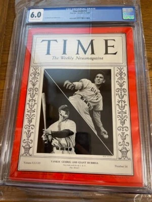 1936 Lou Gehrig New York Yankees RC First TIME Magazine NO LABEL CGC 6.0 - Image 1 of 4