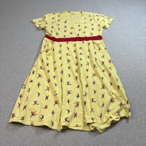 Svaha Dress Woman 1X Yellow Organic Cotton Short Sleeve Aline Pocket Casual READ - Picture 1 of 11