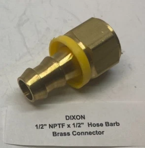 DIXON 1/2" NPTF x 1/2" Hose Barb Brass Connector - Prepaid Shipping - Picture 1 of 3