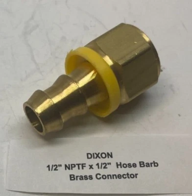 DIXON 1/2" NPTF x 1/2" Hose Barb Brass Connector - Prepaid Shipping - Image 1 of 3